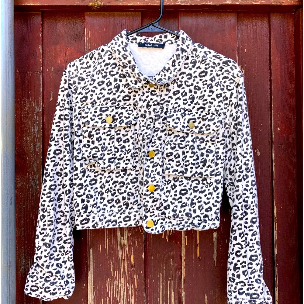 Brand new cow print denim jacket!